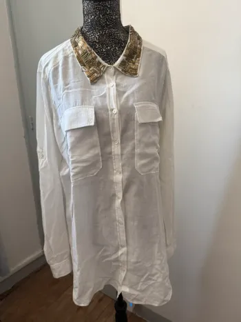 Chemise blanche IKKS coton & soie – Taille 42
