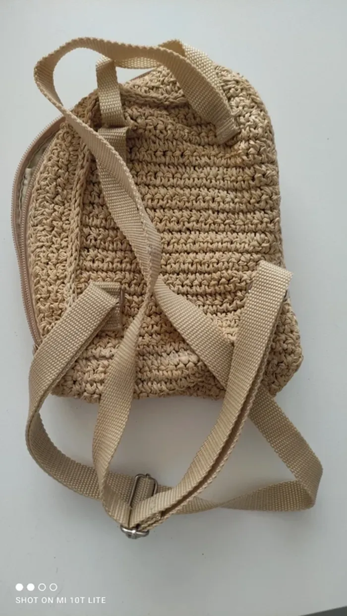 Petit sac à dos en paille vintage - photo numéro 2