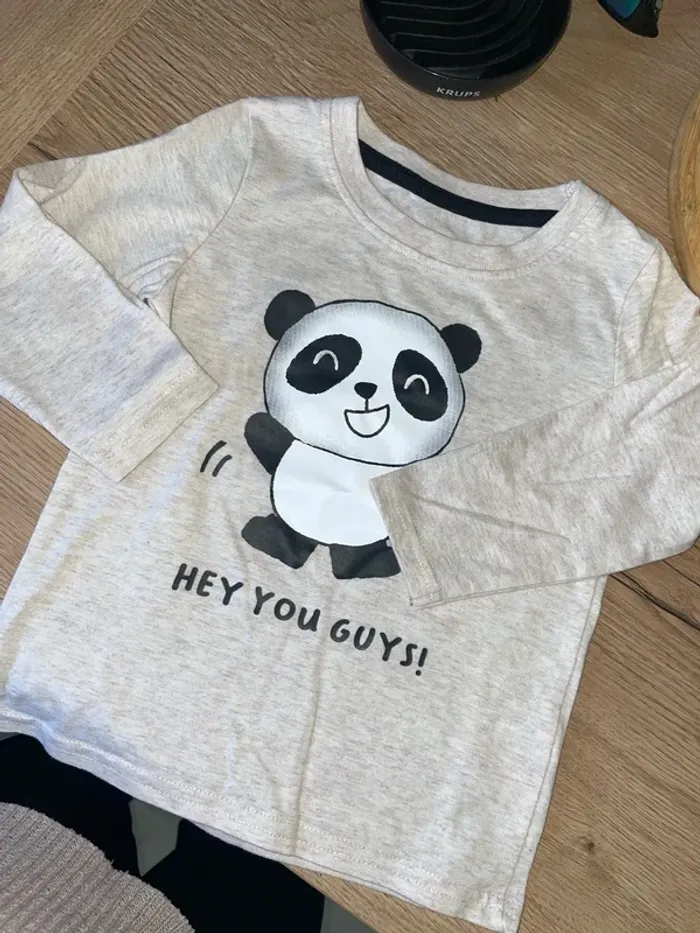 T shirt - Manches longues - 12/18 mois - Imprimé Panda - Primark
