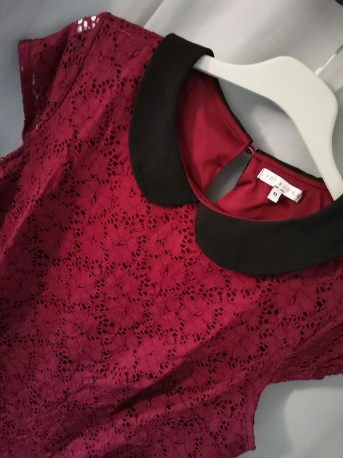 T shirt dentelle bordeaux - photo numéro 2