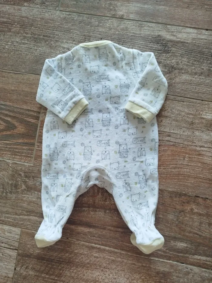 Pyjama une pièce en velours bébé garçon 1 mois - photo numéro 2