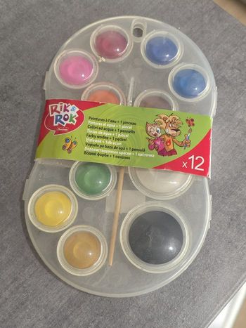 Palette peinture enfant – 12 couleurs – avec pinceau