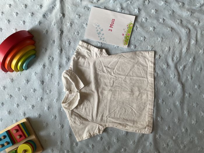 chemise manches courtes blanc ouverture totale au dos 3 mois mini kids - photo numéro 2
