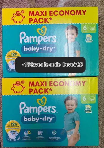 2 carton de couches de couches Pampers taille 6