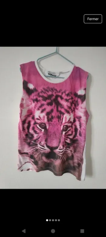 T-shirt fille sans manches en 100% coton