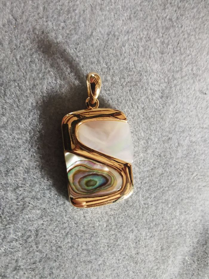 Pendentif Lia Sophia en métal doré et nacre vintage - photo numéro 7