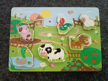 🧩 Puzzle sonore en bois Les animaux de la ferme