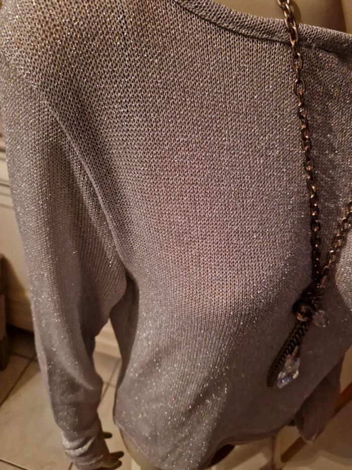 Pull mailles argentés H&M - photo numéro 8