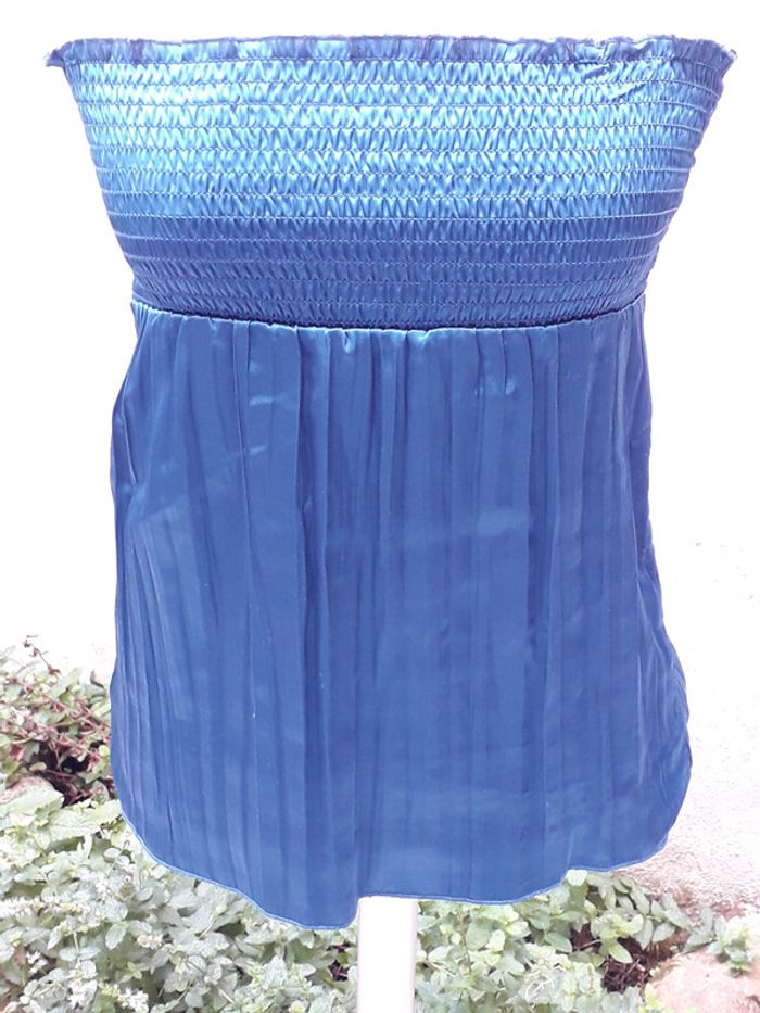 Top bustier satiné vert émeraude sans bretelles