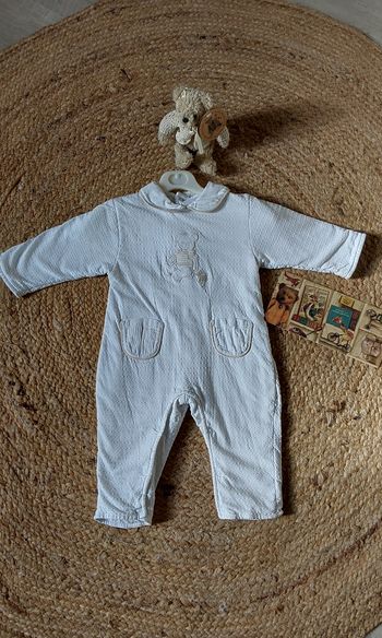 Grenouillère blanche petit nounours Bout'chou 6/9 mois cm¼