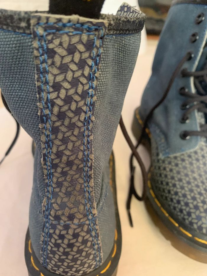 Bottines Dr Martens 1460 en toile et cuir bleus souples, pointure 36 - photo numéro 4
