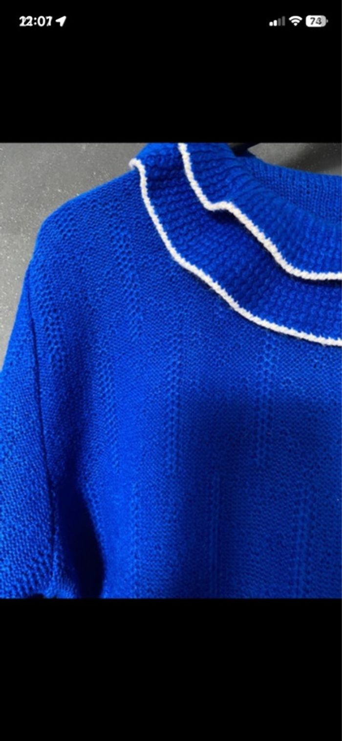 Pull bleu dur double col made in France - photo numéro 3