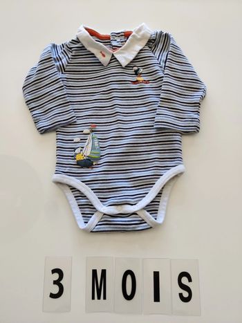 Body Sergent Major à rayures et voilier TBE - 3 mois