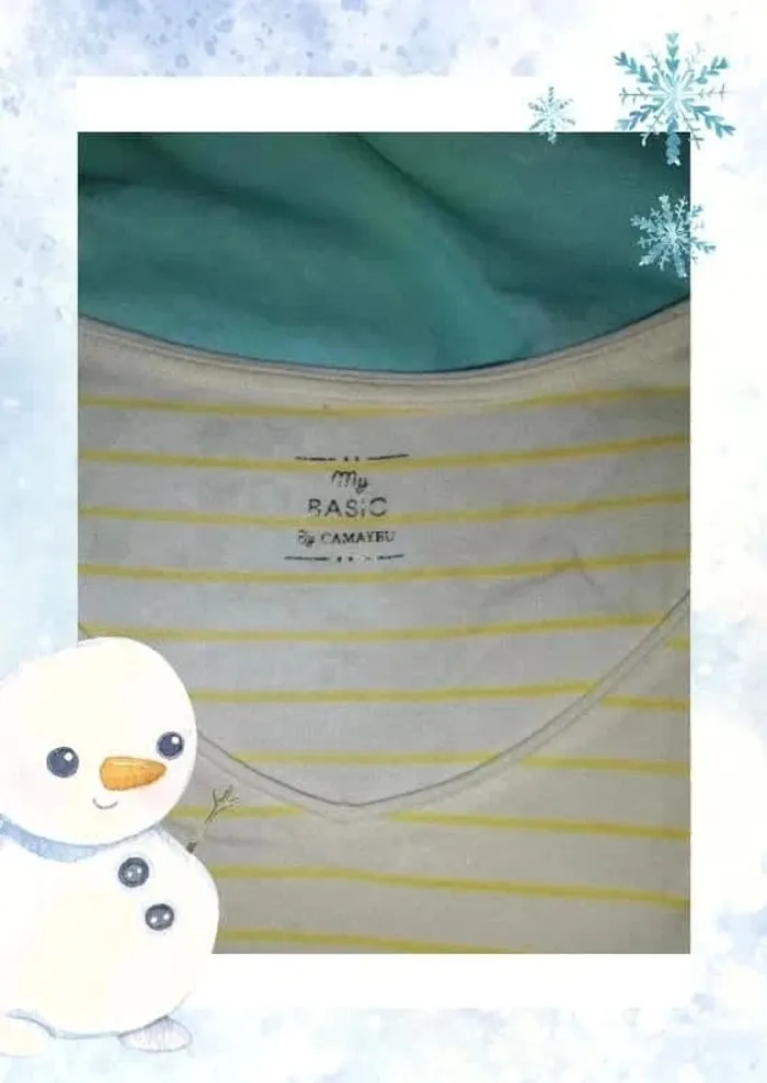 T shirt rayé jaune blanc - photo numéro 3