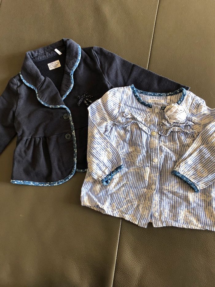 Ensemble chemise et veste molleton 12 mois IKKS