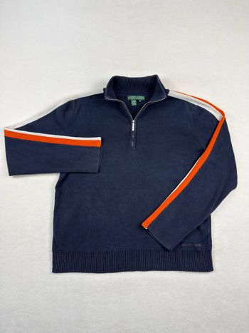 Quarter zip / Half zip Ralph Lauren Active bleu marine pour homme vintage taille L 01325