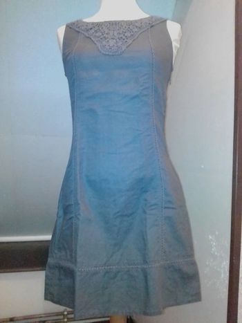 Robe grise plastron dentelle Cache Cache T36