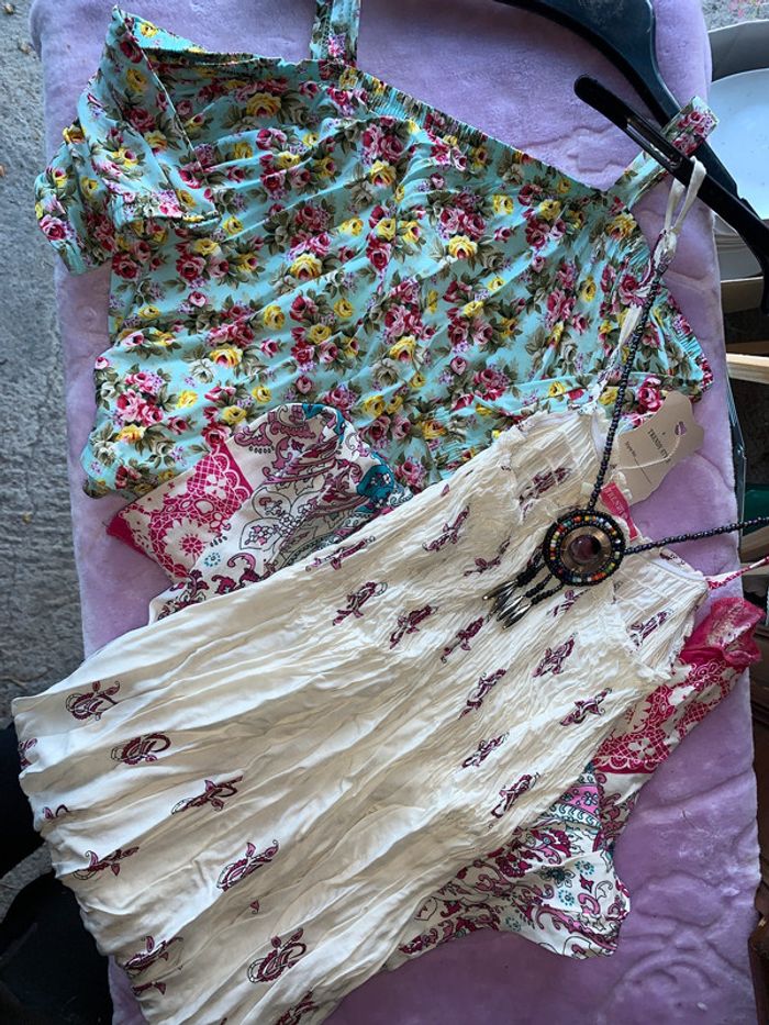 Lot neuf fille été 14 ans, top épaules nues, robe - photo numéro 3