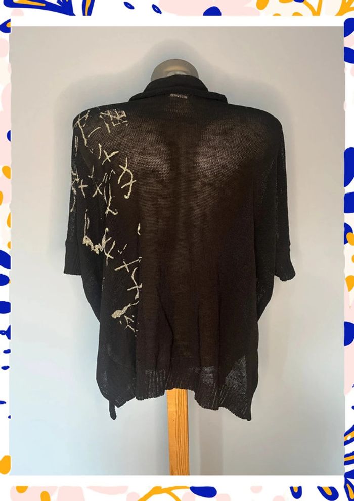 Haut noir partiellement transparent à manches courtes - Taille unique 🌟 - photo numéro 4