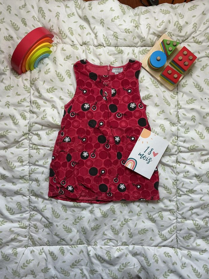 robe sans manches en velours doublé rose à motifs 18 mois  kimbaloo