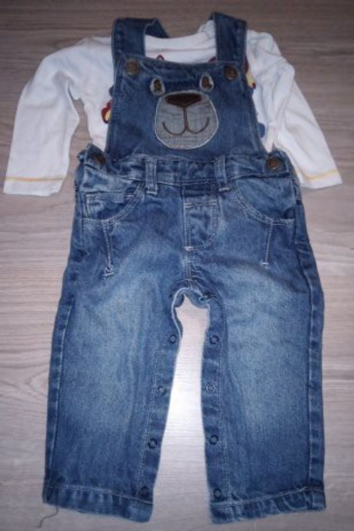 Ensemble salopette jean 6 mois
