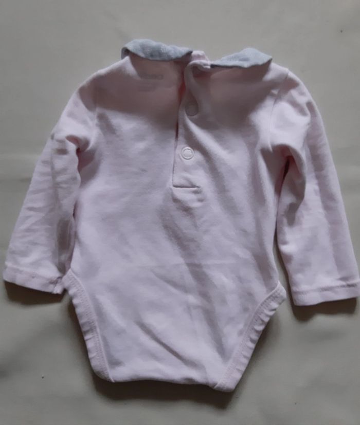 Ensemble combinaison salopette molletonnée rose + 2 bodies - obaïbi - naissance - 50 cm - photo numéro 4