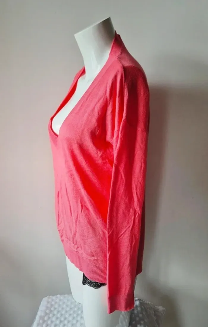 Pull fin col V Fushia taile M - photo numéro 2