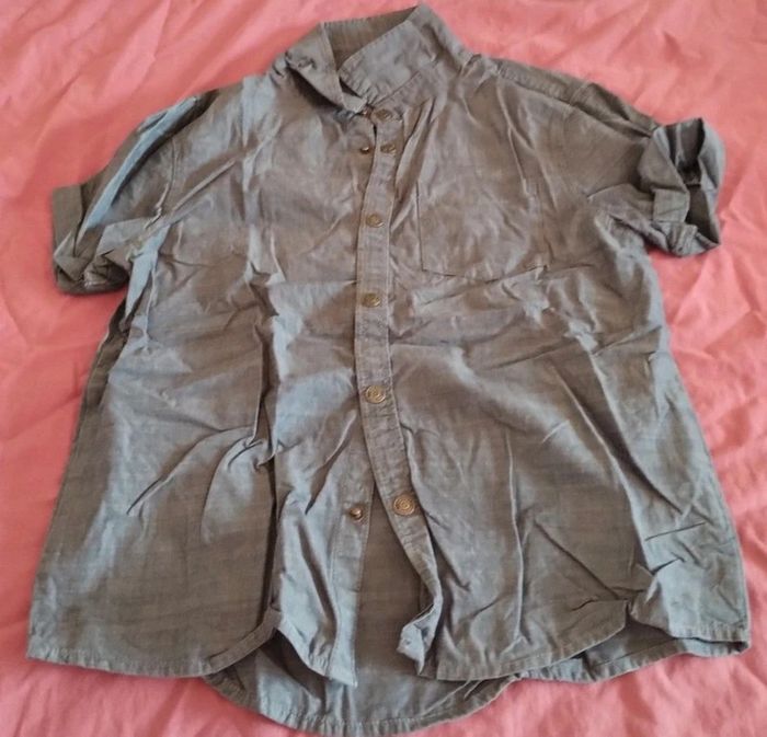 Chemise manches courtes imitation jean - photo numéro 2