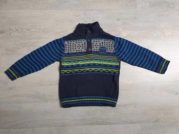 Pull Orchestra 4 ans bleu avec col boutonné