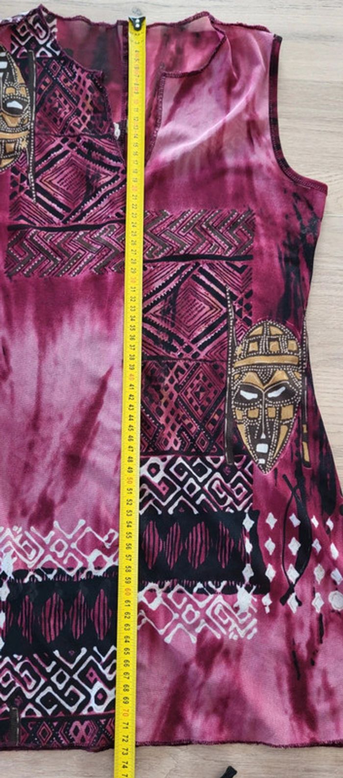 Débardeur bordeaux rose motifs africains Taille 34 - photo numéro 8