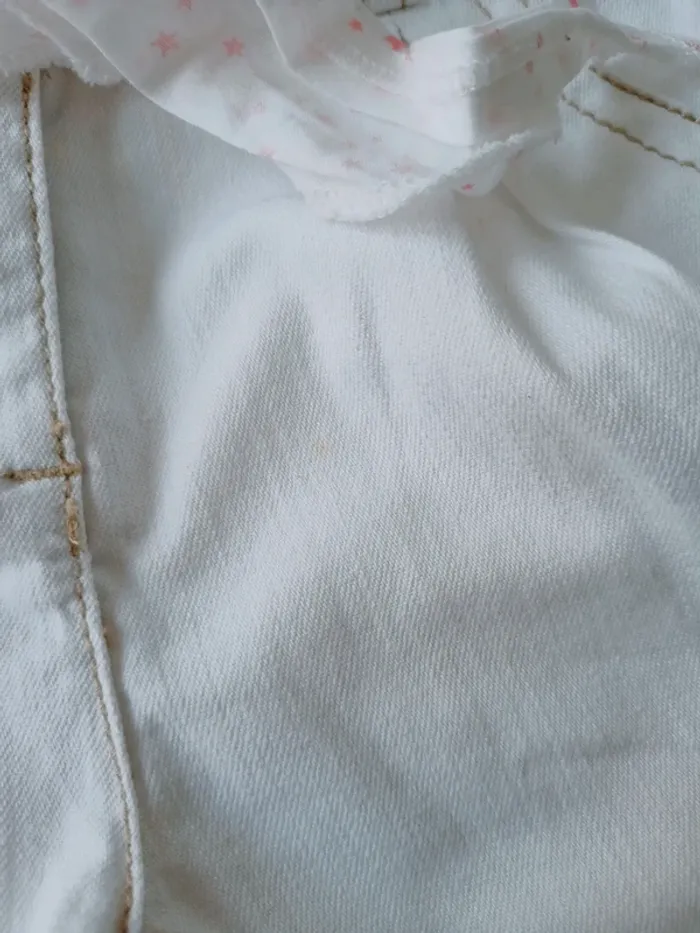 Short blanc en jean avec ceinture 6 ans -114cm - photo numéro 4