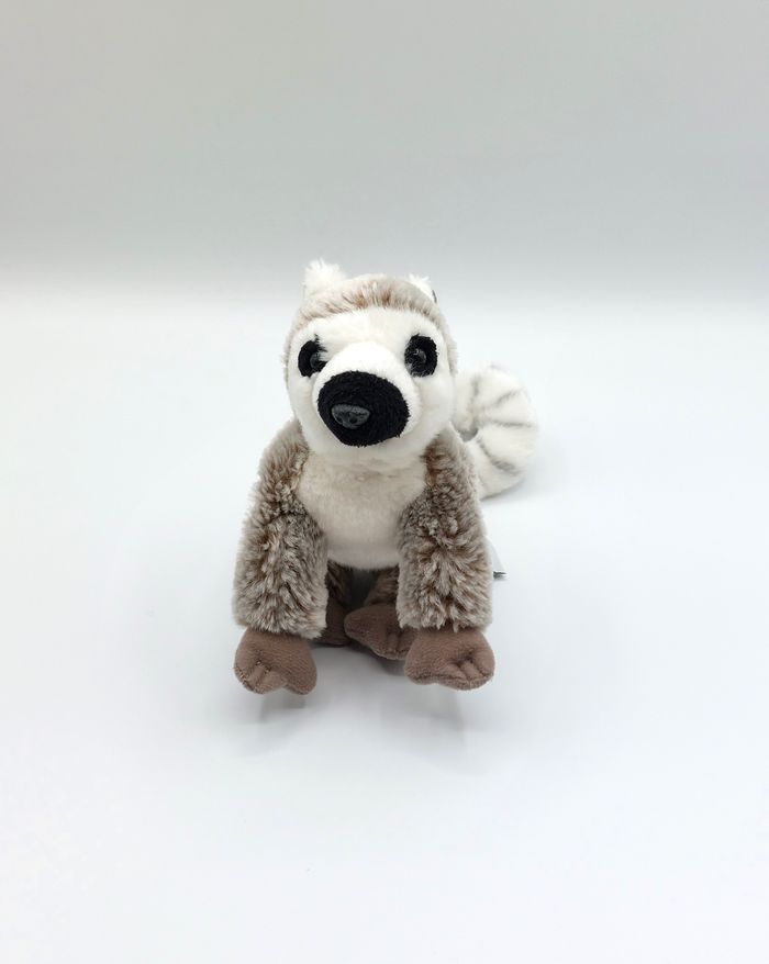Petite peluche doudou lémurien beige chiné blanc NATURE PLANET longueur 21 cm - photo numéro 3