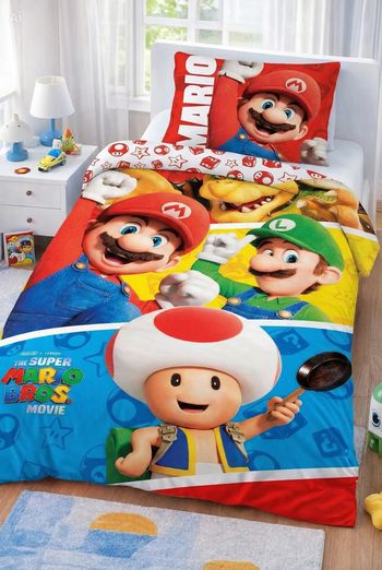 Parure de lit simple Super Mario - 1 housse de couette + 1taie d'oreiller - Microfibre douce