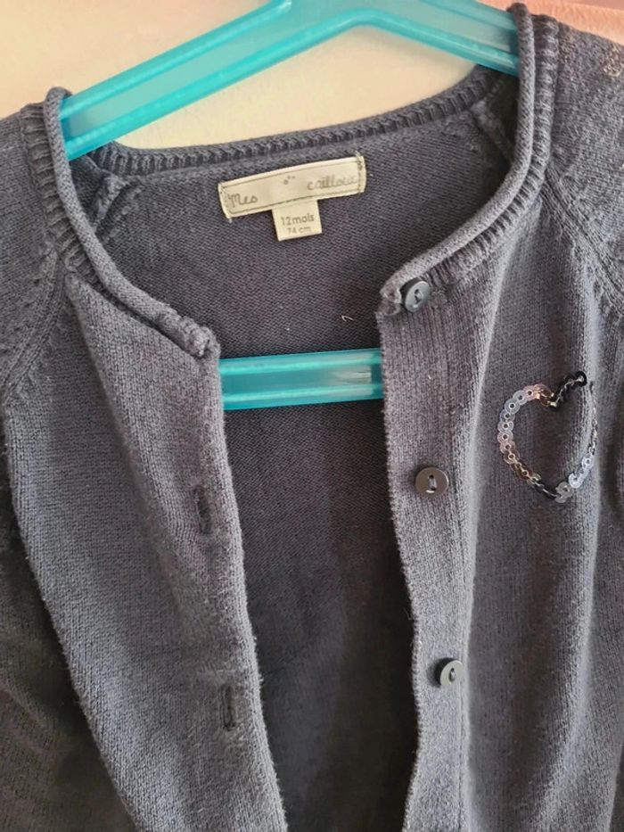 Gilet bleu marine bebe fille 12 mois - photo numéro 2