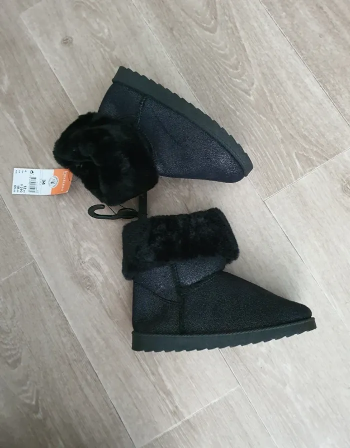 Bottines noires fourrées taille 34 - neuves - photo numéro 6