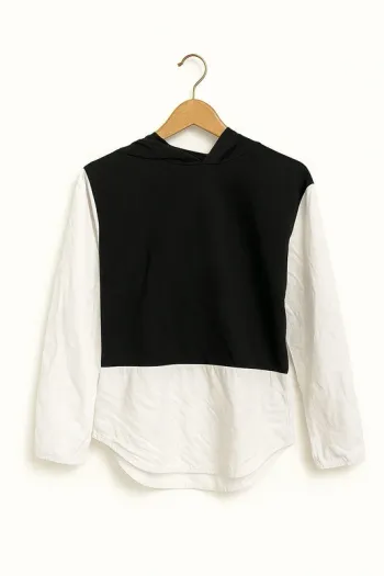 🖤 Pull-chemise bicolore original – Taille XL
