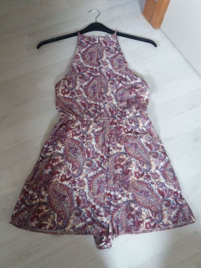 Combinaison short blanc et rose