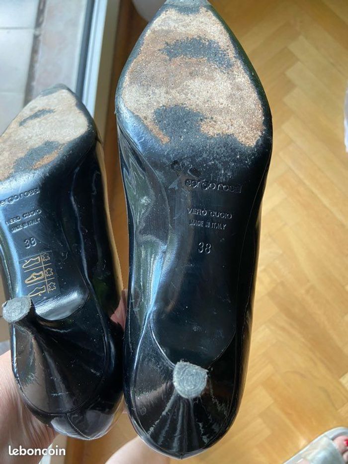 Escarpins noir laqué Sergio Rossi talon 5 cm taille 38 - photo numéro 5