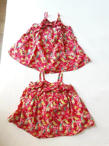 2 robes chemises été fleurs evolutif T. 6 mois