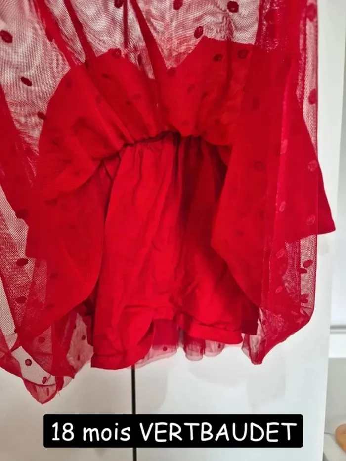 Belle robe rouge Vertbaudet 18 mois 81 cm robe festive avec tulle - photo numéro 8