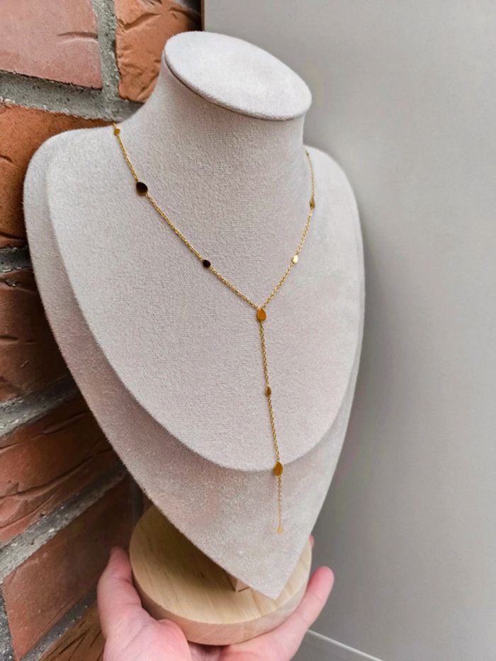 Pendentif doré en Y avec pampilles larmes - photo numéro 3