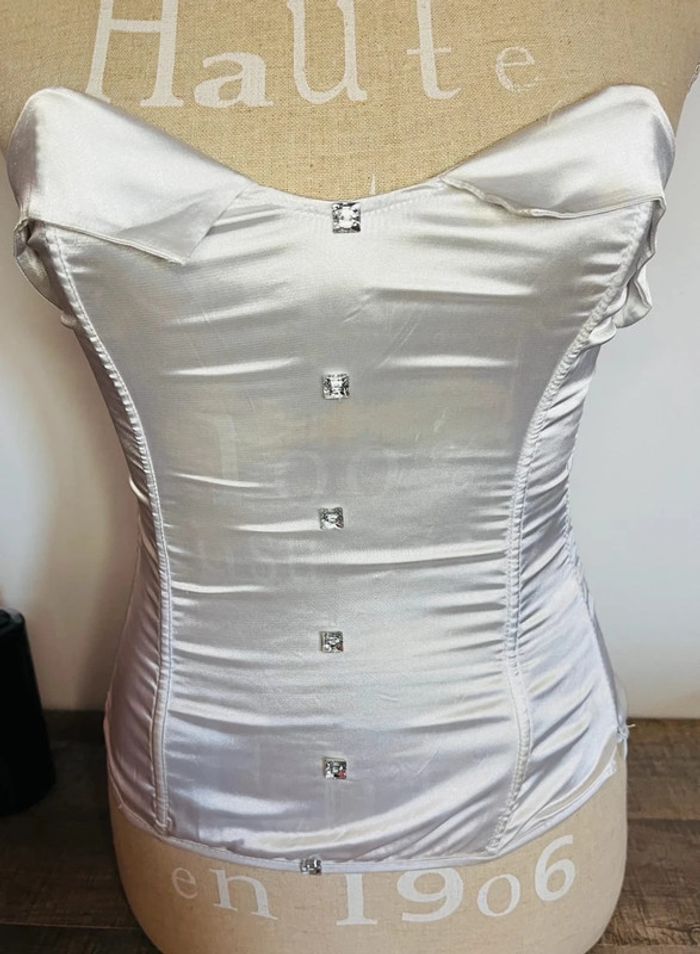 💕 bustier blanc satiné à boutons diamant taille 36 S #sanselle - photo numéro 4