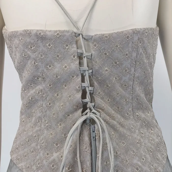 Robe corset argentée grise et dentelles - Savoy's taille M estimé A056 - photo numéro 7
