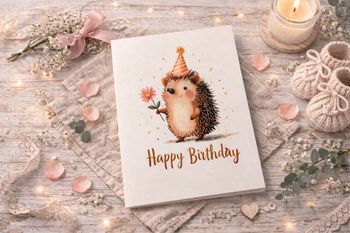 Enveloppe dorée + carte Happy Birthday - excellent état