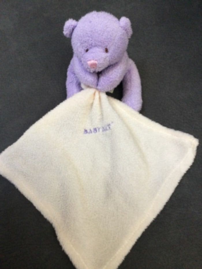 petit doudou lapin baby nat violet et beige tbe