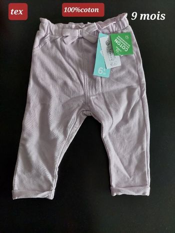 Pantalon mauve fille 9 mois