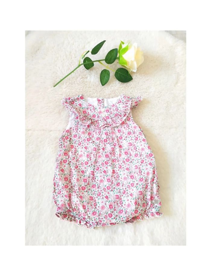 Combishort barboteuse été imprimé petites fleurs liberty bébé fille 1 mois = 53 cm