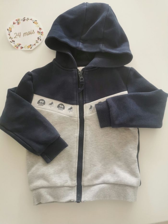 Lot de 2 sweats à capuche bébé garçon 24mois décathlon et vertbaudet - photo numéro 2
