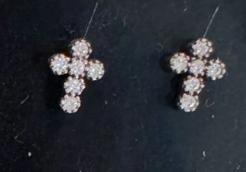 Boucles d’oreilles croix argent et strass