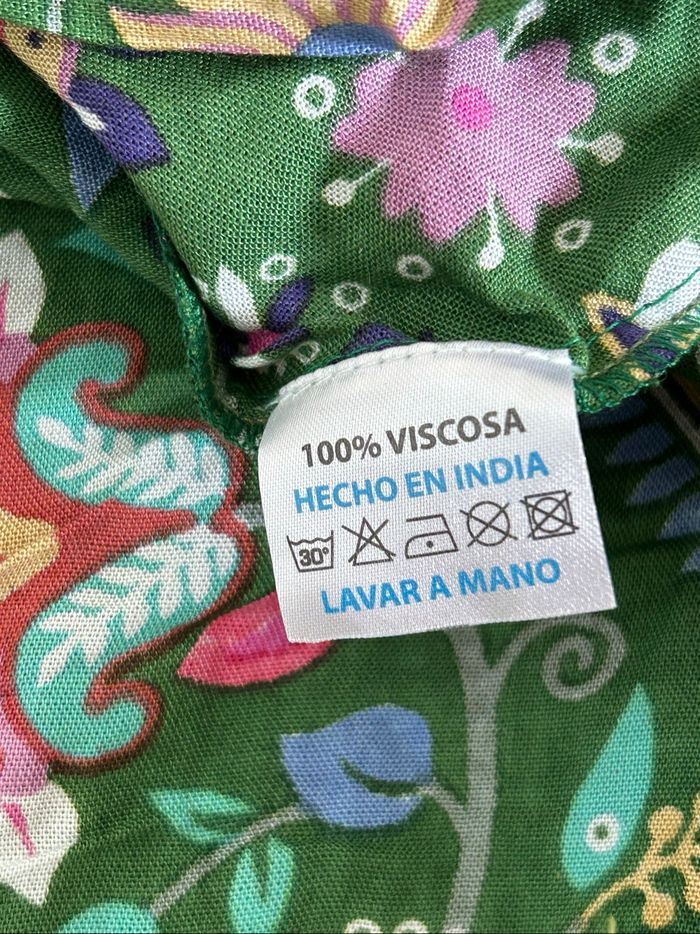 Robe verte et imprimée neuve à manches courtes Corte Hindu taille L/XL - photo numéro 10